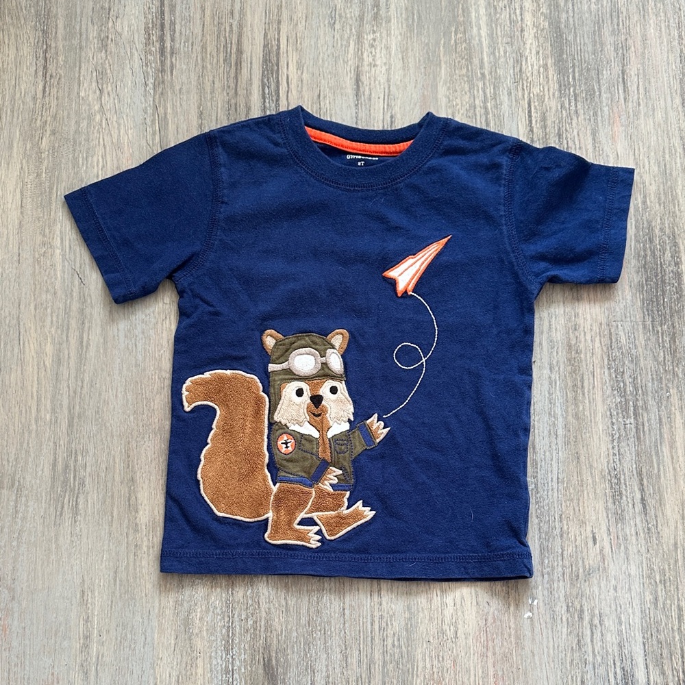 Gymboree Navy Blue Squirrel Pilot Tee